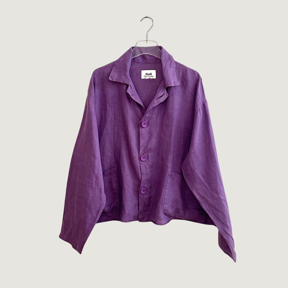 FLAX by Jeanne Engelhart Purple Linen Button Up Jacket / Shirt